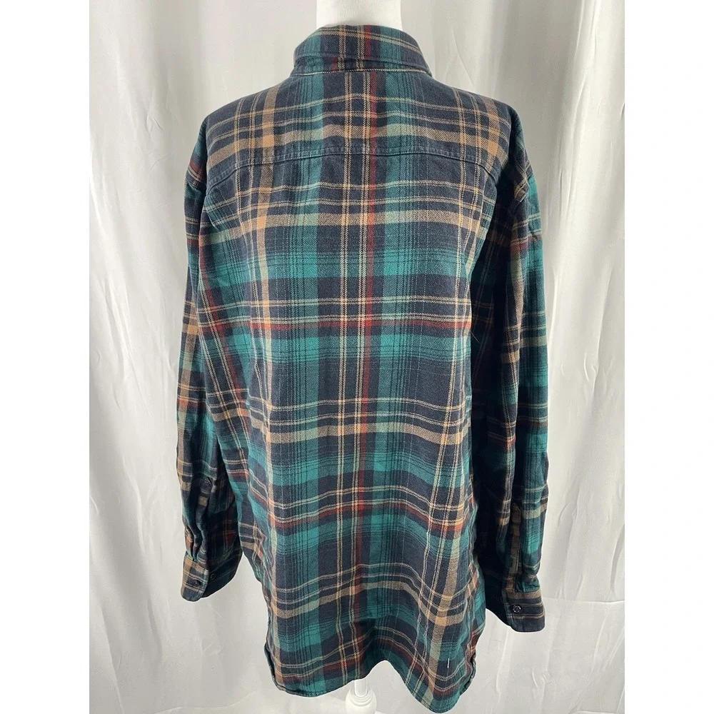 The North Face Men Cotton Blue Plaid Button Down Shirt Size XXL Flannel Heavy